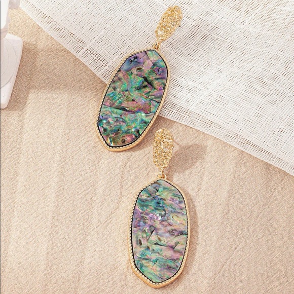 🦋 3/$24 Abalone shell post earrings / NWOT - Picture 4 of 5